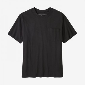 Patagonia Cotton in Conversion Midweight Pocket Tee Miesten Tees Mustat Suomi | EM2251-2150