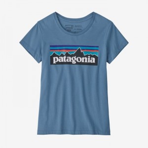 Patagonia Girls' Regenerative Organic Certified™ Cotton P-6 Logo T-Shirt Lasten T Paidat Sininen Suomi | DM528-4940