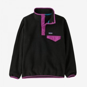 Patagonia Lightweight Synchilla® Snap-T® Fleece Pullover Lasten Villapusero Mustat Pinkki Suomi | WC429-0706