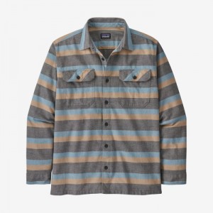 Patagonia Long-Sleeved Organic Cotton Midweight Fjord Flannel Shirt Miesten Paidat Sininen Suomi | FM1764-6214