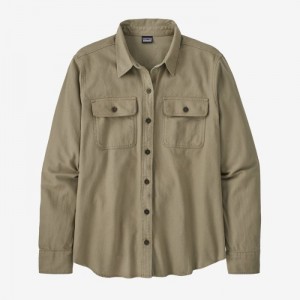 Patagonia Long-Sleeved Organic Cotton Midweight Fjord Flannel Shirt Naisten Paidat Khaki Suomi | PP3515-5525