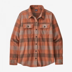 Patagonia Long-Sleeved Organic Cotton Midweight Fjord Flannel Shirt Naisten Paidat Ruskea Suomi | VR3517-6495