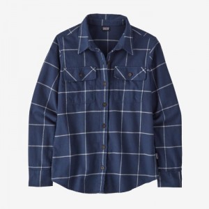 Patagonia Long-Sleeved Organic Cotton Midweight Fjord Flannel Shirt Naisten Paidat Laivastonsininen Suomi | OY3519-8237