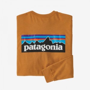 Patagonia Long-Sleeved P-6 Logo Responsibili-Tee® Miesten Tees Oranssi Suomi | ZB2360-1825