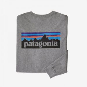 Patagonia Long-Sleeved P-6 Logo Responsibili-Tee® Miesten Tees Gravel Heather Suomi | GL2362-1700