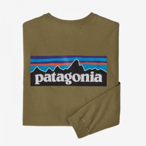 Patagonia Long-Sleeved P-6 Logo Responsibili-Tee® Miesten Tees Khaki Suomi | BT2363-0348