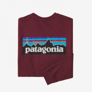 Patagonia Long-Sleeved P-6 Logo Responsibili-Tee® Miesten Tees Punainen Suomi | JI2365-6804