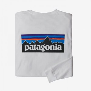 Patagonia Long-Sleeved P-6 Logo Responsibili-Tee® Miesten Tees Valkoinen Suomi | IE2368-1571