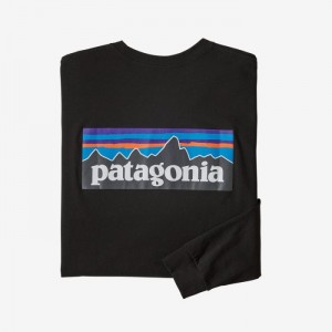 Patagonia Long-Sleeved P-6 Logo Responsibili-Tee® Miesten Tees Mustat Suomi | QD2369-2269