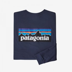 Patagonia Long-Sleeved P-6 Logo Responsibili-Tee® Miesten Tees Laivastonsininen Suomi | AQ2371-9437