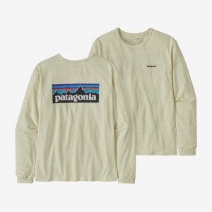 Patagonia Long-Sleeved P-6 Logo Responsibili-Tee® Naisten Tees Valkoinen Suomi | ER3754-7431