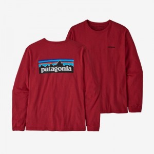 Patagonia Long-Sleeved P-6 Logo Responsibili-Tee® Naisten Tees Punainen Suomi | FA3758-9230