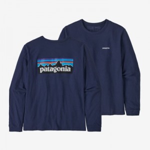 Patagonia Long-Sleeved P-6 Logo Responsibili-Tee® Naisten Tees Sininen Suomi | ZV3763-3783