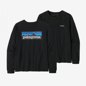 Patagonia Long-Sleeved P-6 Logo Responsibili-Tee® Naisten Tees Mustat Suomi | GF3773-8163