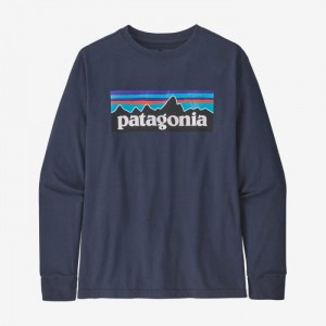 Patagonia Long-Sleeved Regenerative Organic Certified™ Cotton Graphic T-Shirt Lasten T Paidat Laivastonsininen Suomi | ZJ534-3420