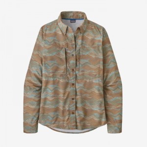 Patagonia Long-Sleeved Sol Patrol® Shirt Naisten Paidat Rock Cycle Multi Small: Pampas Tan Suomi | VL3524-7980