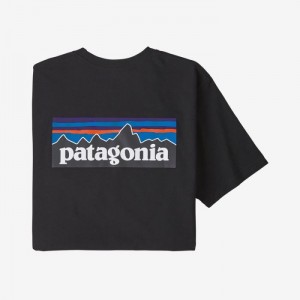 Patagonia P-6 Logo Responsibili-Tee® Miesten Tees Mustat Suomi | JY2414-4469