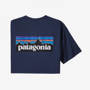 Patagonia P-6 Logo Responsibili-Tee® Miesten Tees Laivastonsininen Suomi | PU2416-6428