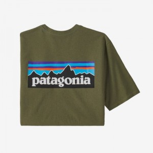 Patagonia P-6 Logo Responsibili-Tee® Miesten Tees Vihreä Suomi | QC2424-0172