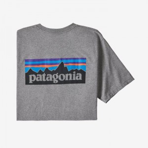 Patagonia P-6 Logo Responsibili-Tee® Miesten Tees Gravel Heather Suomi | JT2428-3005