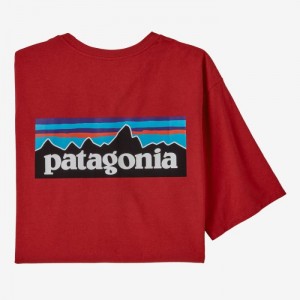 Patagonia P-6 Logo Responsibili-Tee® Miesten Tees Punainen Suomi | QO2432-8509