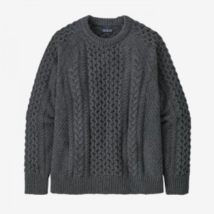 Patagonia Recycled Wool Cable-Knit Crewneck Sweater Miesten Villapaita Harmaat Suomi | CV2096-7723