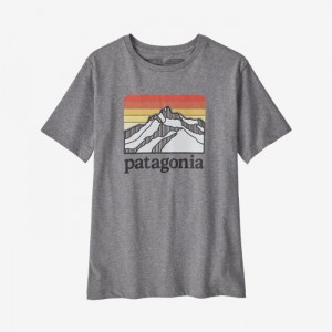 Patagonia Regenerative Organic Certified™ Cotton Graphic T-Shirt Lasten T Paidat Line Logo Ridge: Gravel Heather Suomi | ZJ542-9852