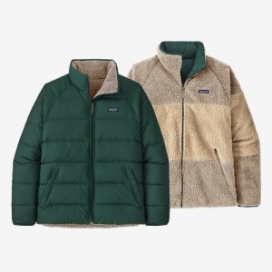 Patagonia Reversible Silent Down Fleece Jacket Miesten Takit Vihreä Suomi | WL1196-1337