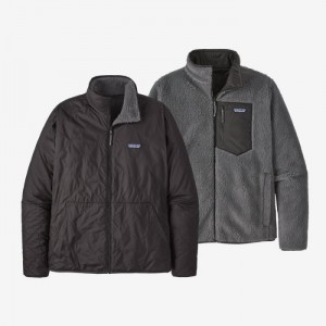 Patagonia Reversible Woolyester Pile Fleece Jacket Miesten Takit Mustat Suomi | JL1198-0092