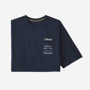 Patagonia Spirited Seasons Pocket Responsibili-Tee® Miesten Tees Laivastonsininen Suomi | TB2458-4696