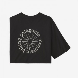 Patagonia Spoke Stencil Responsibili-Tee® Miesten Tees Mustat Suomi | JN2462-4326