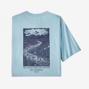 Patagonia Stand Up™ Woodcut Organic T-Shirt Miesten T Paidat Sininen Suomi | NF2211-8799