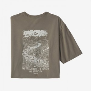 Patagonia Stand Up™ Woodcut Organic T-Shirt Miesten T Paidat Vihreä Suomi | SA2212-4276